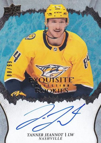 AUTO RC karta TANNER JEANNOT 21-22 UD Ice Exquisite Rookies /99